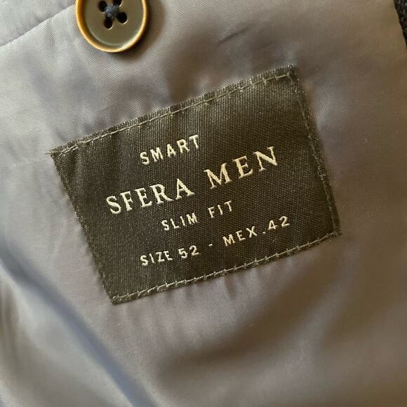 Men’s. Sport Smart Sfera Bleu Blazer With elbow Patches Slim Fit Size 42 - Picture 7 of 12